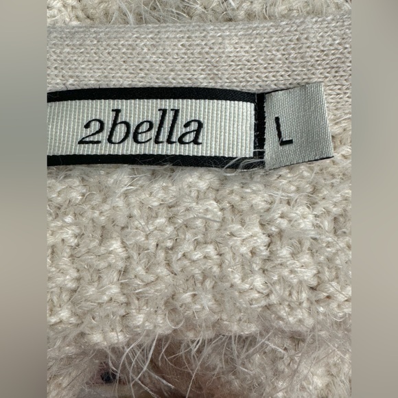 2bella Eyelash Knit Cardigan Sweater with Hand Warming Pockets and Belt, size L - Picture 6 of 8